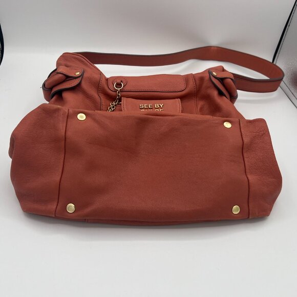 See by Chloé Cognac Leather Shoulder Bag with Removable Coin Pouch - Picture 4 of 11